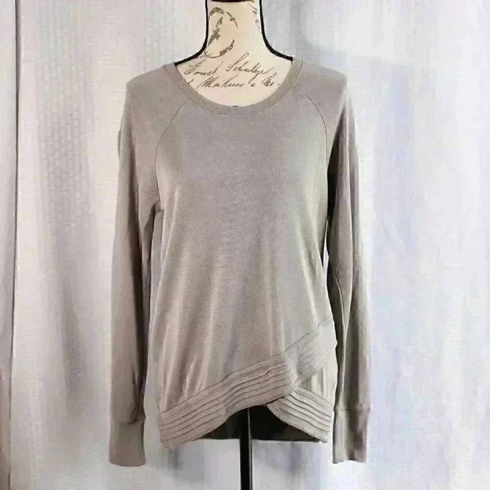 Athleta Serenity Womens Size XS Criss Cross Modal Sweatshirt Gray Pullover